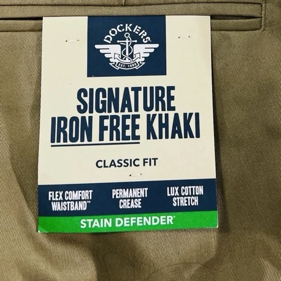 Dockers Signature Iron Free Khaki Straight Fit Stain Defender Pants Size 40x32 - Picture 7 of 9